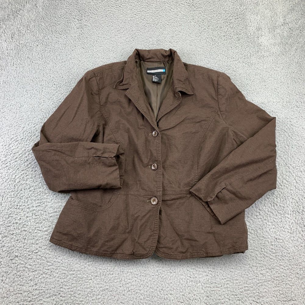 Requirements Jacket Womens 18 Brown Notched Collar Long Sleeve Button-Up